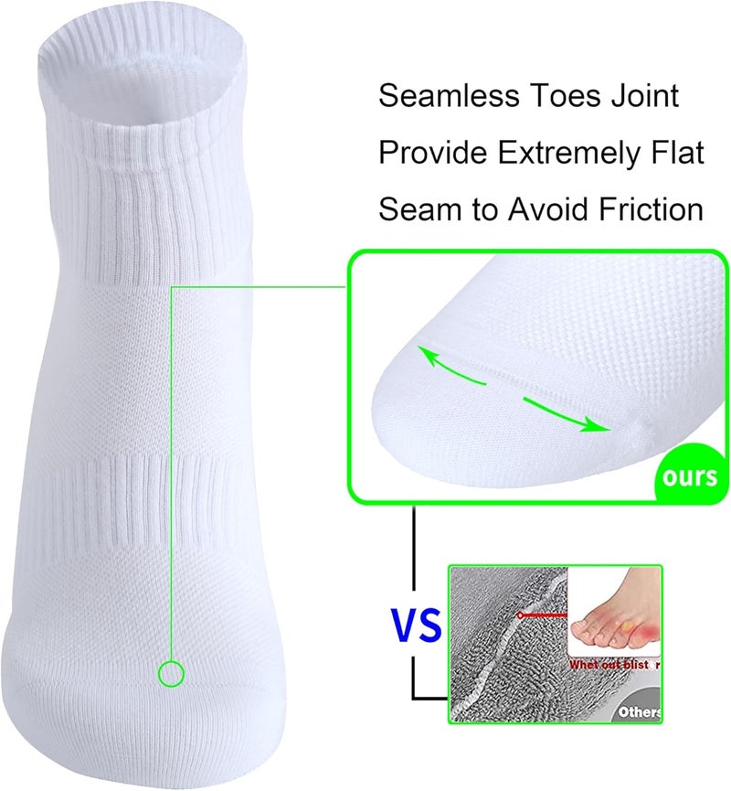 WindCrosser Womens Anti Odor Blister Proof Seamless Breathable Cotton Thin Quarter Crew/Ankle Daily Socks, Size 6-10 - Image 4